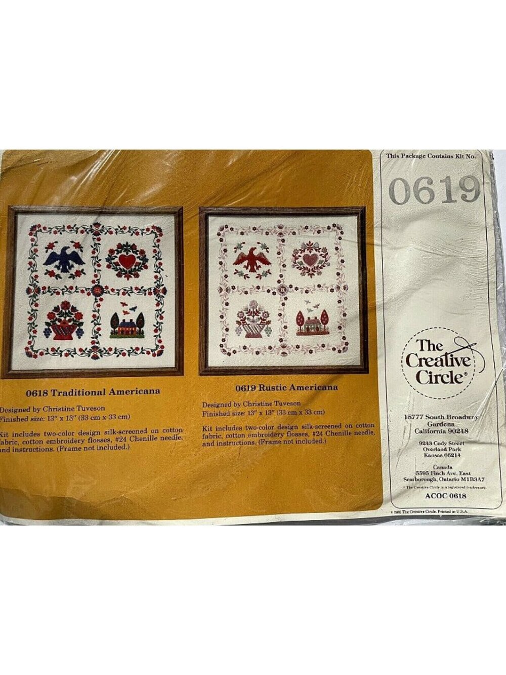 Vgt. The Creative Circle #0619 Rustic Americana Embroidery Kit Stitch dated1985